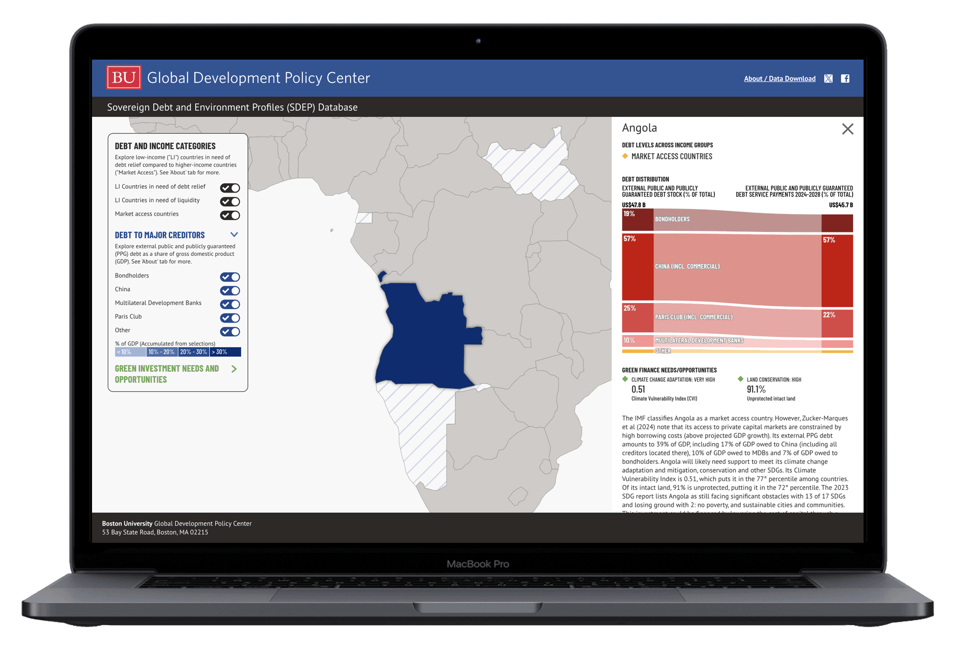 Boston University with device blue angola