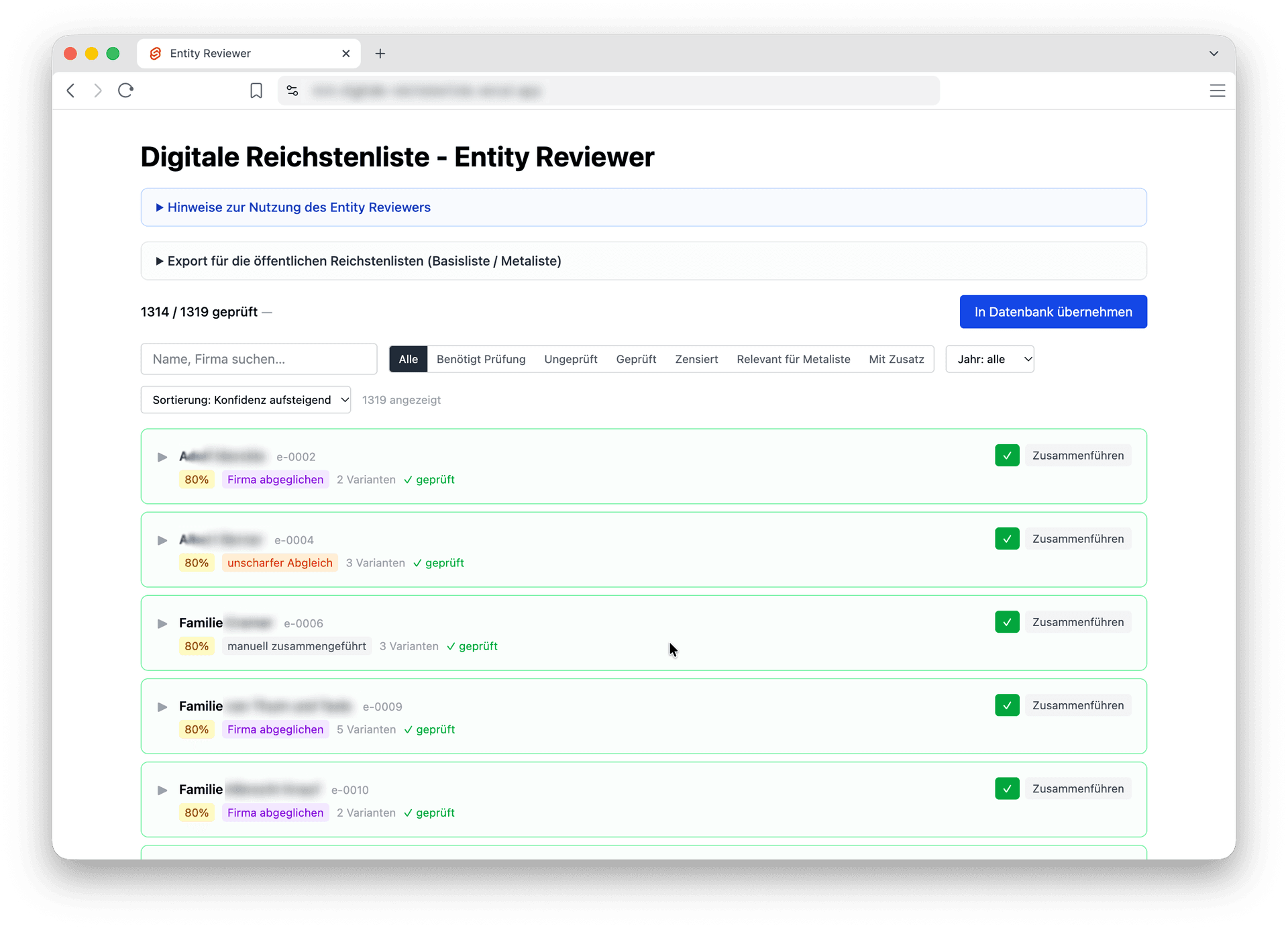 Reichstenliste entity reviewer